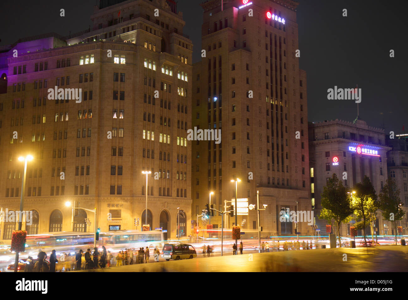 Shanghai China,Asia,Chinese,Oriental,Huangpu District,The Bund,Zhongshan Road,National Day Golden Week,Art Deco Neo Classical style buildings,city sky Stock Photo