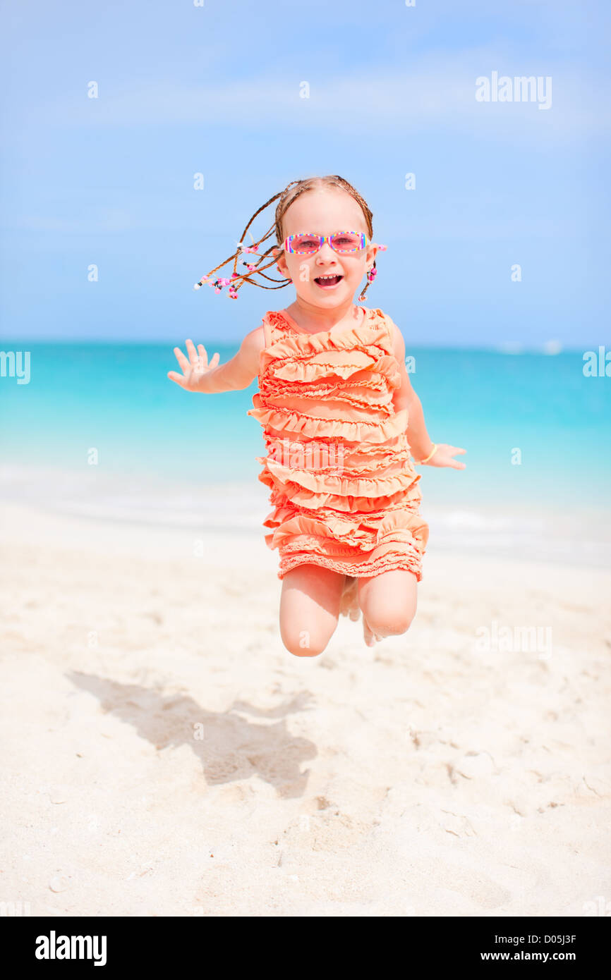Cute little girl at beach Stock Photo Alamy