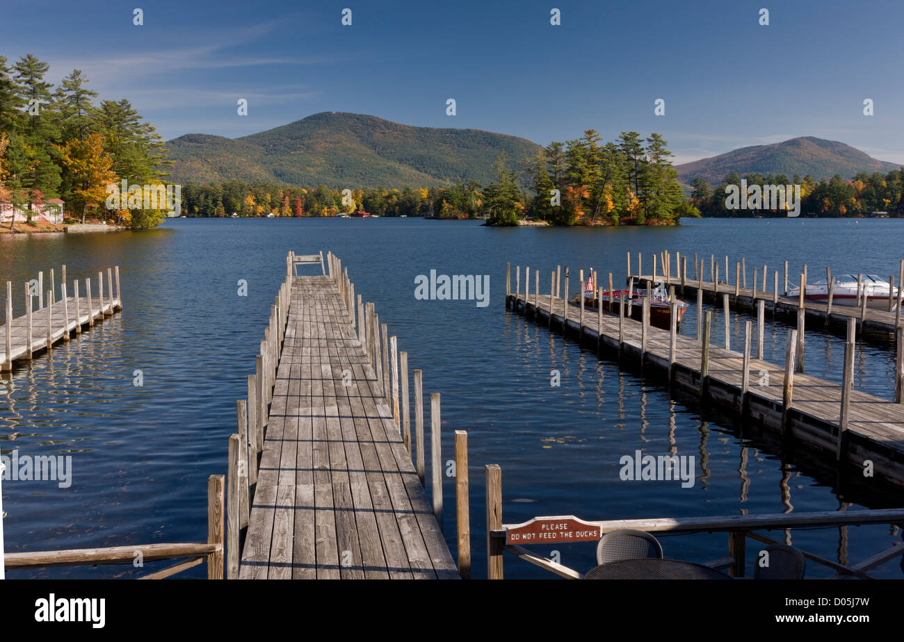 The end of summer deserted jetties at Bolton Landing, Lake