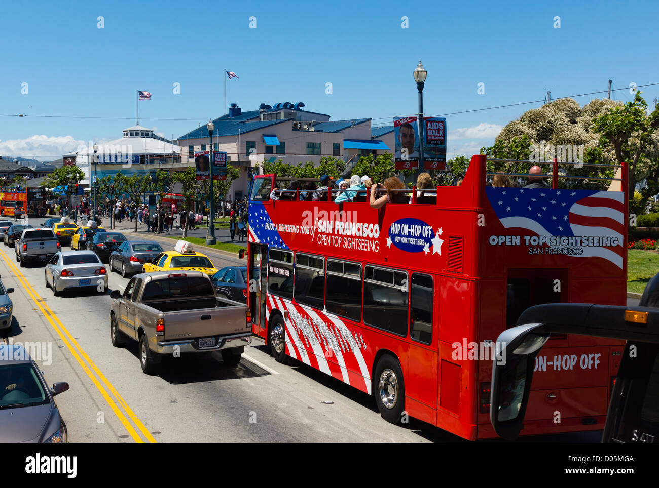 San Francisco open top hopon hopoff city tour bus. At the