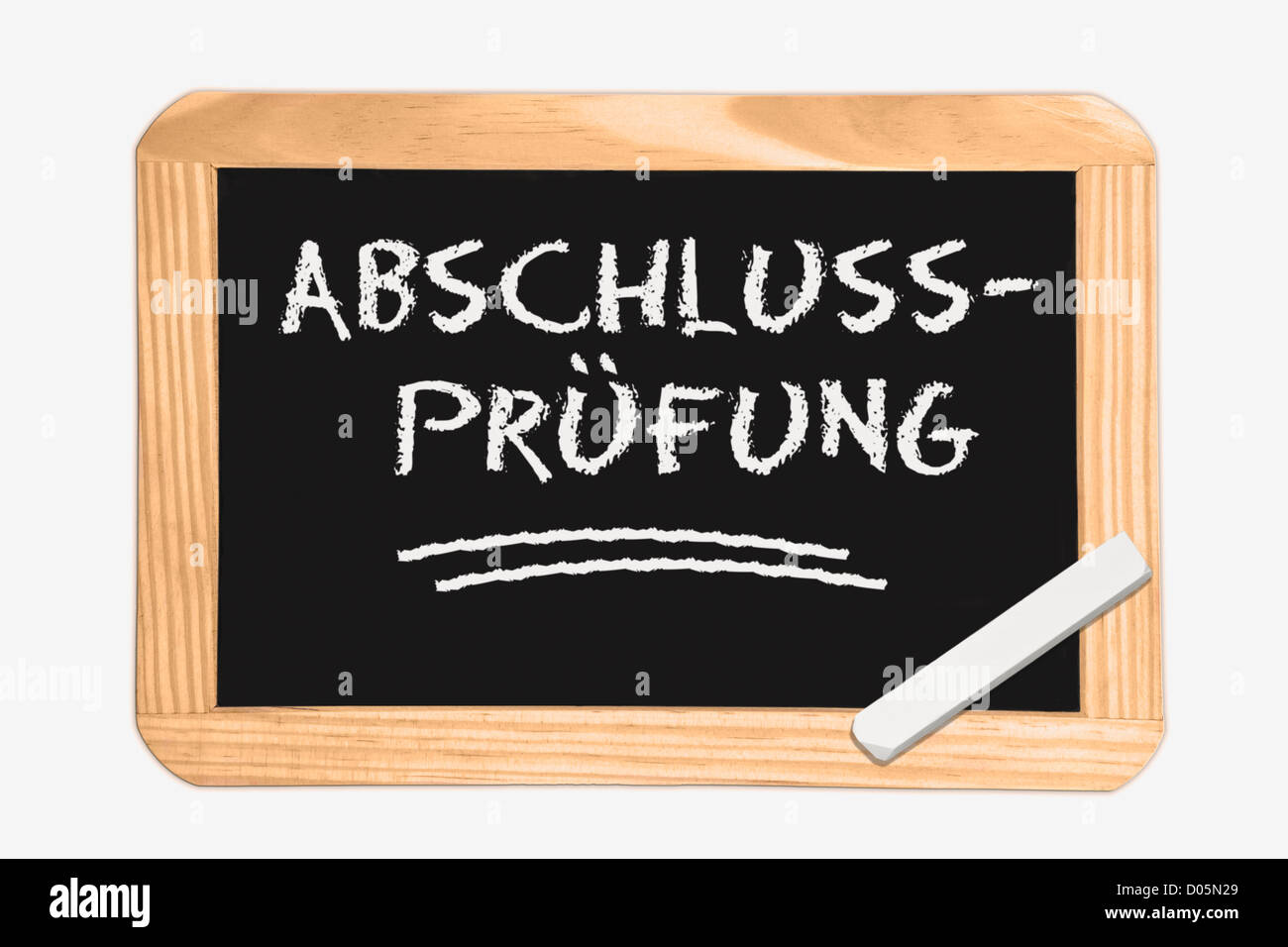 Detail photo of a Chalkboard with the German inscription final