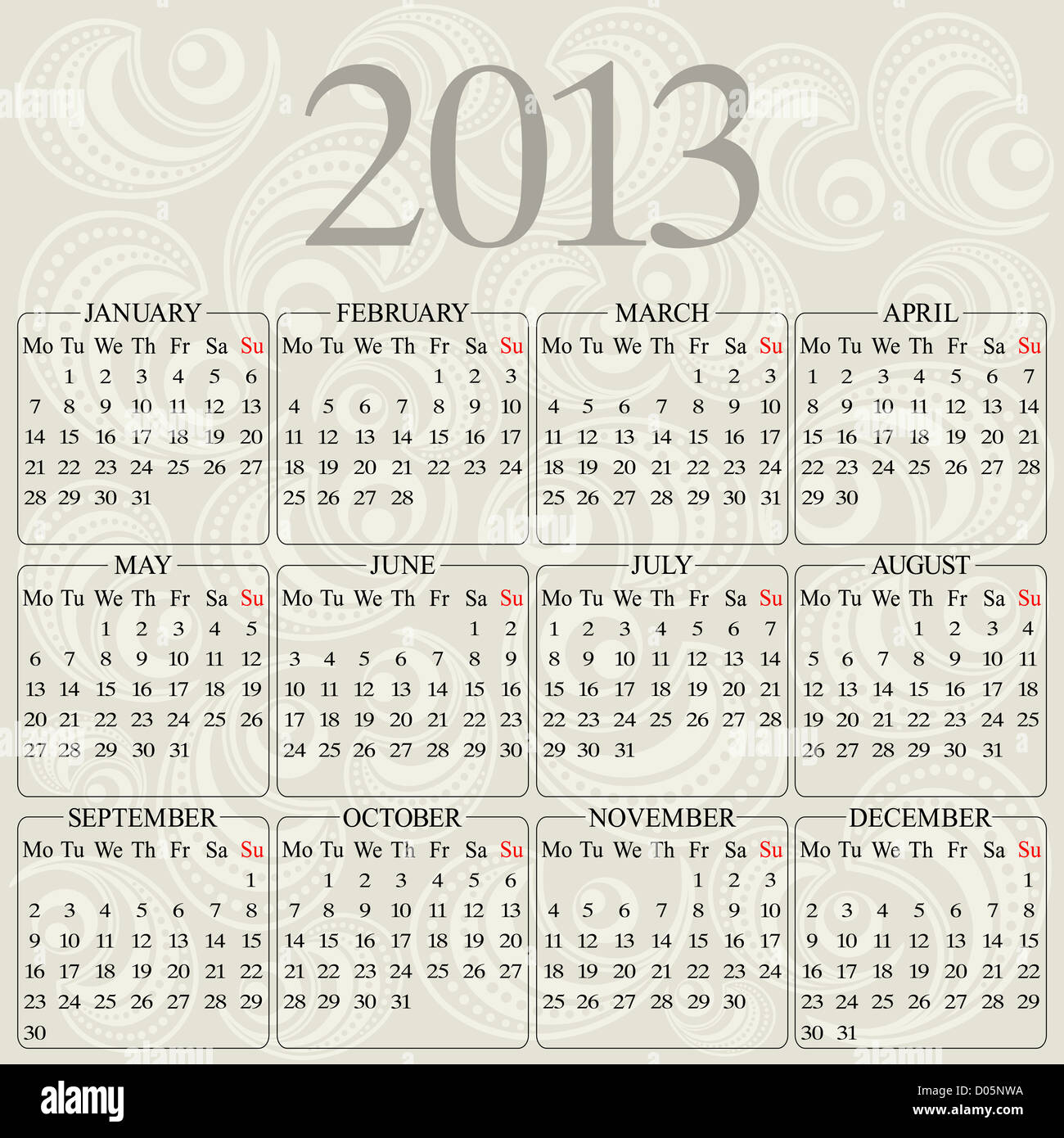 December 2013 calendar hi-res stock photography and images - Alamy