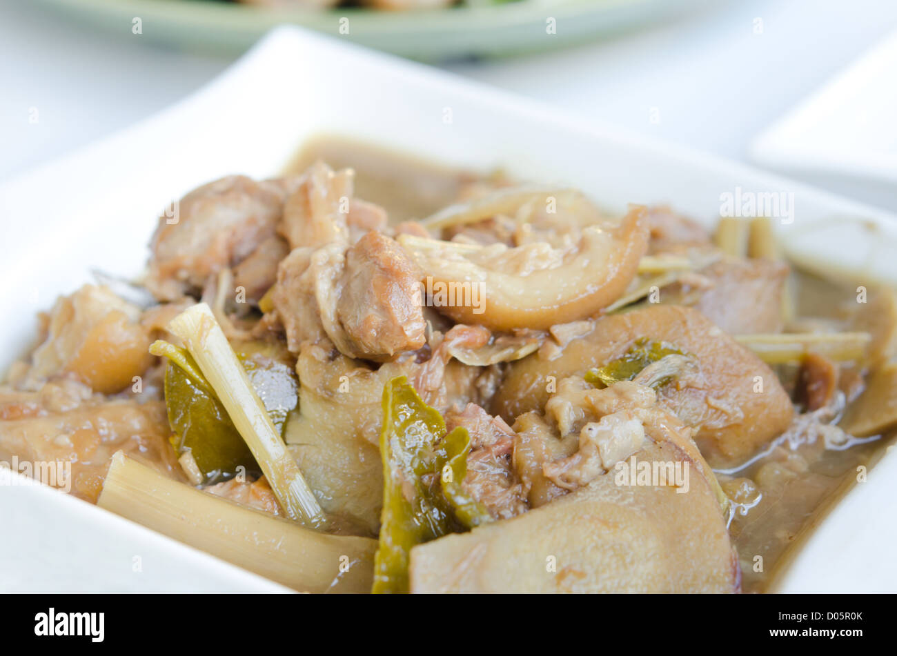 stewed pork knuckle with vegetable and herb , asian style food Stock