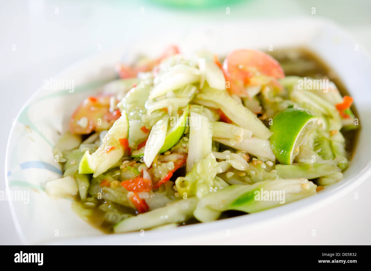 spicy cucumber salad , thai spicy food Stock Photo