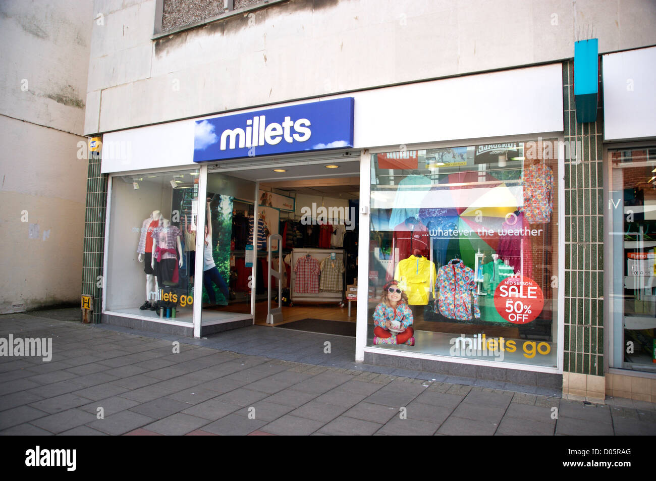 Millets the outdoor camping & clothing retailers shop Worthing West Sussex UK Stock Photo