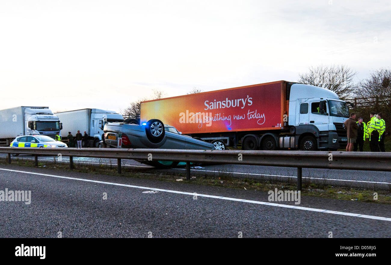 Major road accident blocks the A34 in Oxfordshire going northbound between A4130 and A415 at 15.40 Sunday 18th November 2012 Stock Photo