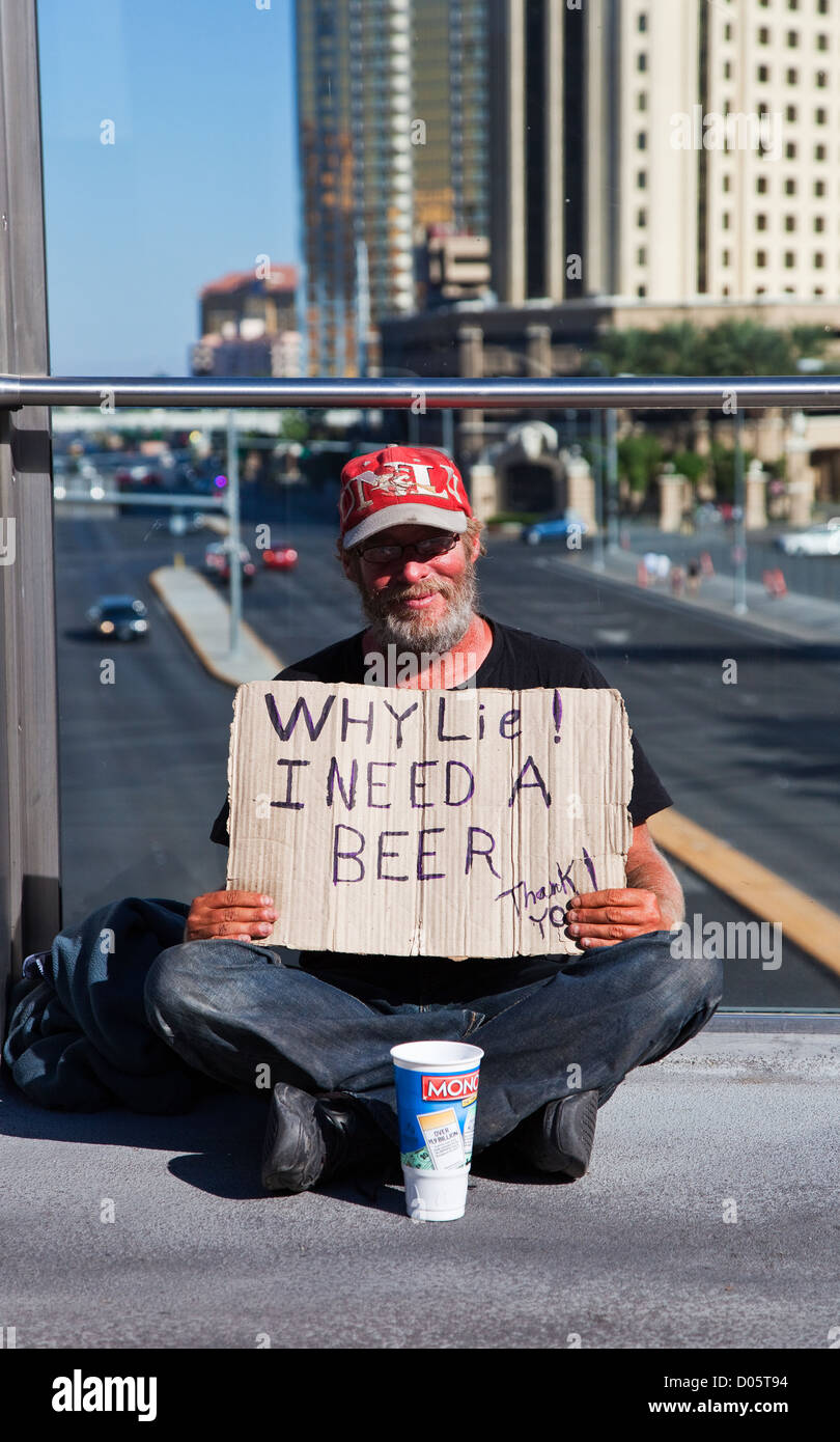 A Beggar in the Streets of Las Vegas Stock Photo