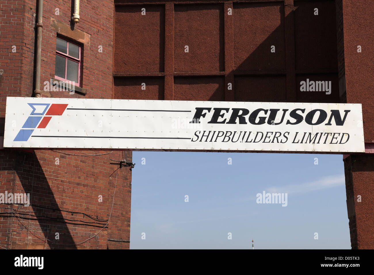 Sign above the entrance to the former Ferguson Shipbuilder yard, Castle Road, Port Glasgow