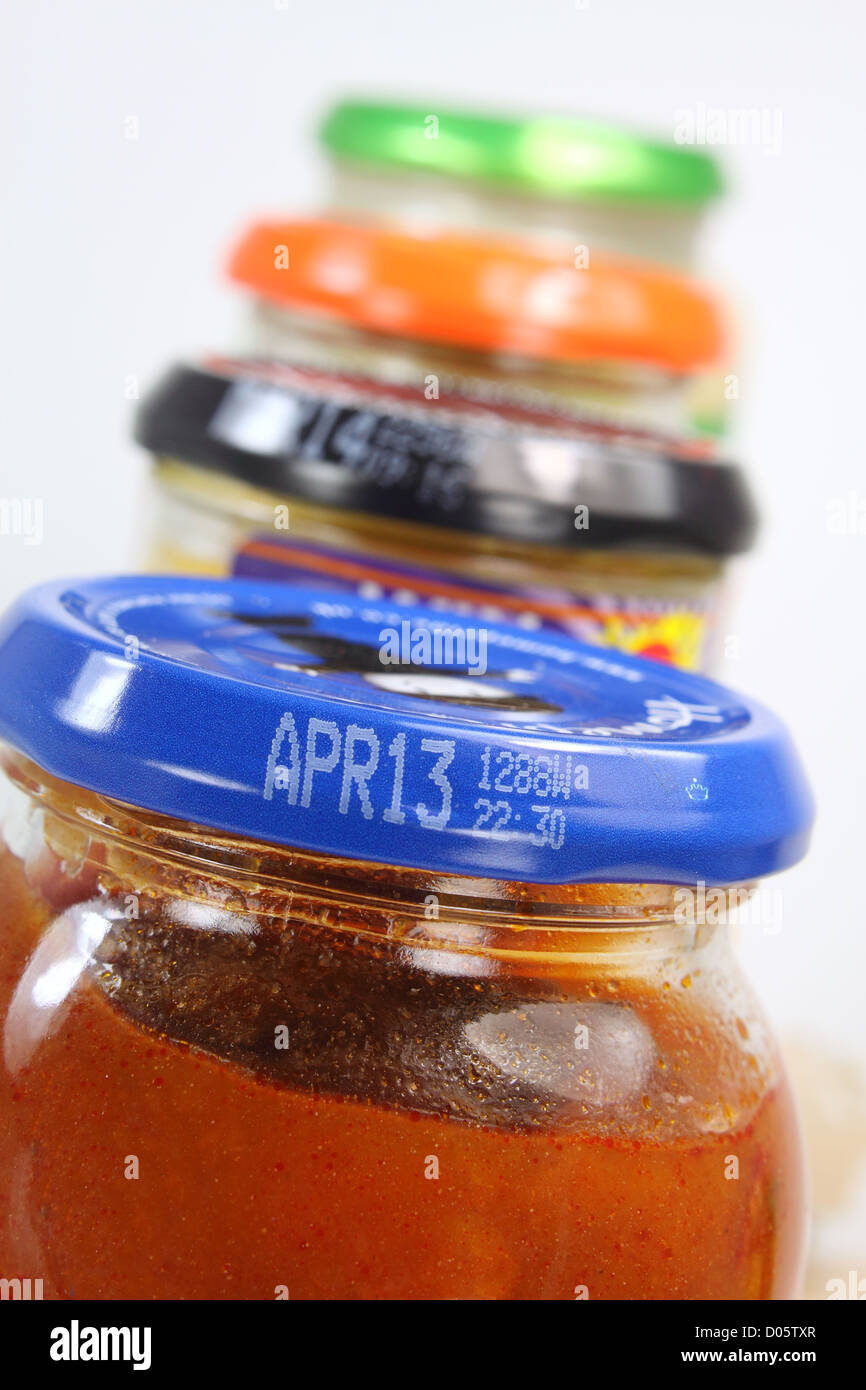 'Best before end' information printed on lid of food jar Stock Photo