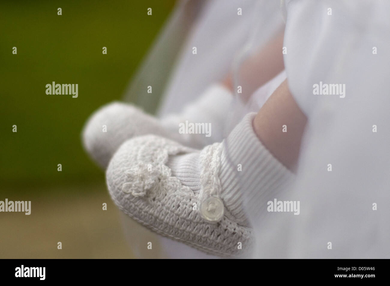 Baby booties close-up Stock Photo