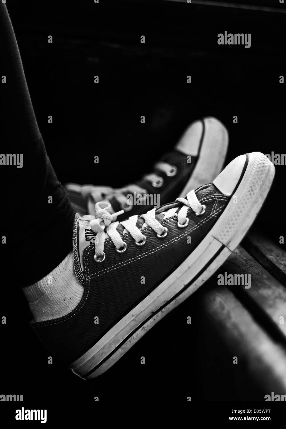 Old shoes with shoe laces Black and White Stock Photos & Images - Alamy