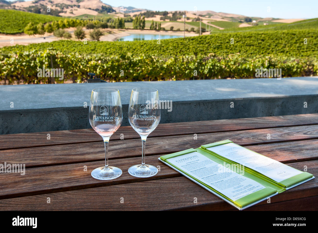 Beautiful view of Cuvaison Winery and vineyard in Napa Valley. Stock Photo