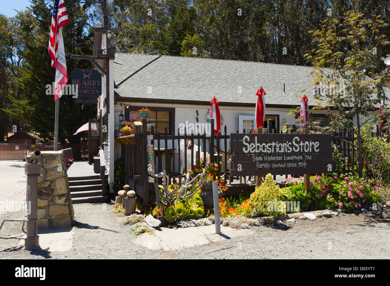 San Simeone, Hearst Ranch. Sebastian Store, oldest building on San Luis Obispo County coast. 1852. Historical landmark. Stock Photo