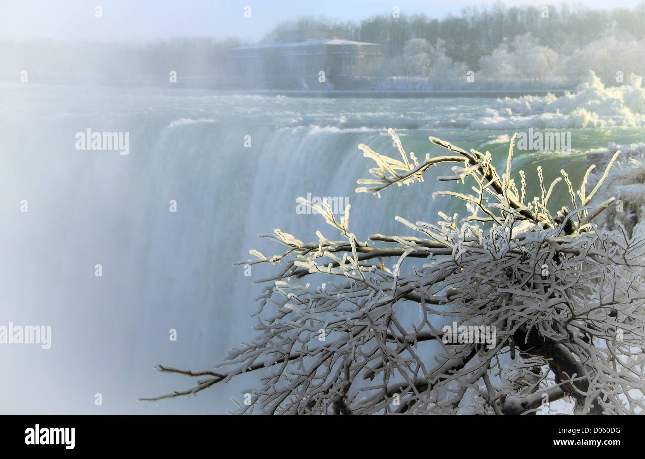 Spectacular Niagara Falls with ice and snow in winter Stock Photo