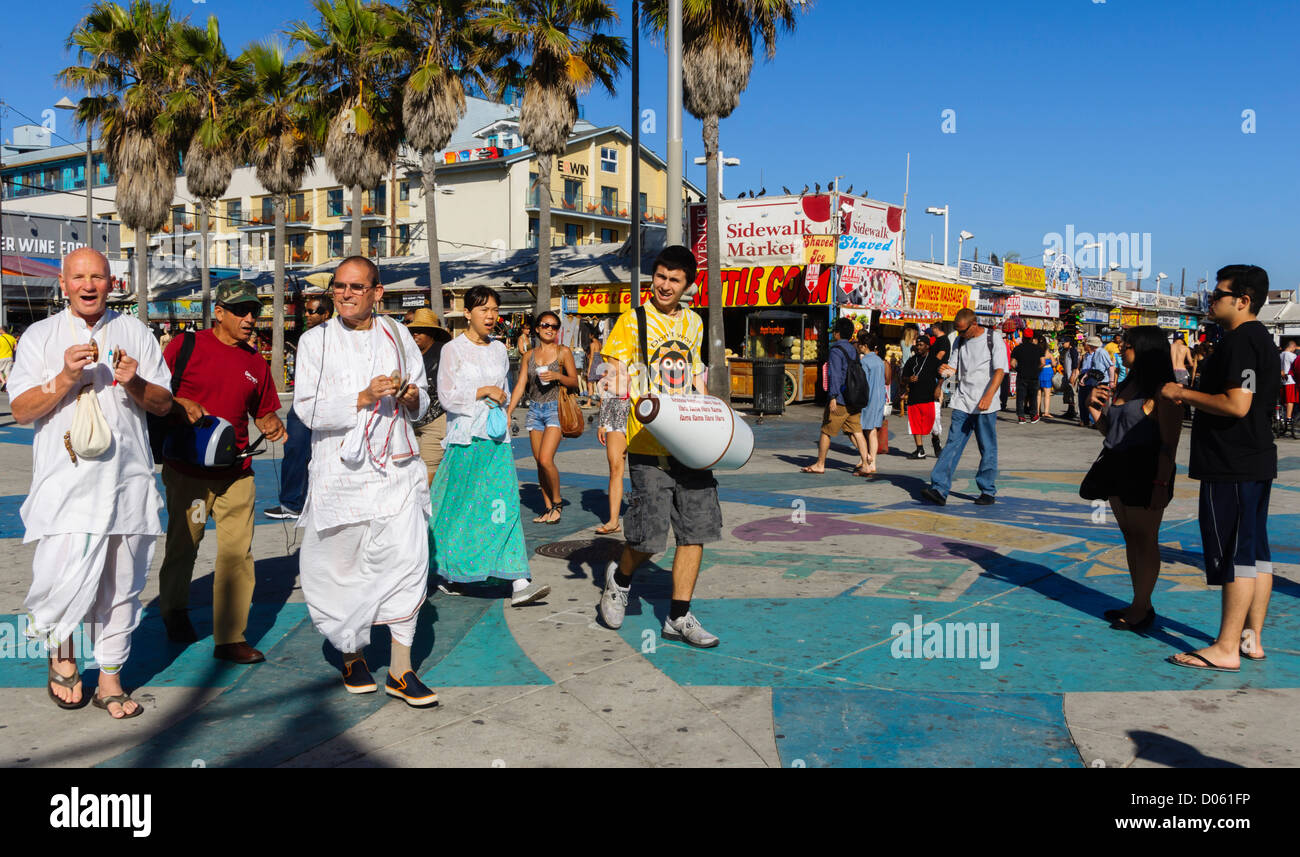 Venice Beach, LA, California seaside resort - Hare Krishna procession. Stock Photo