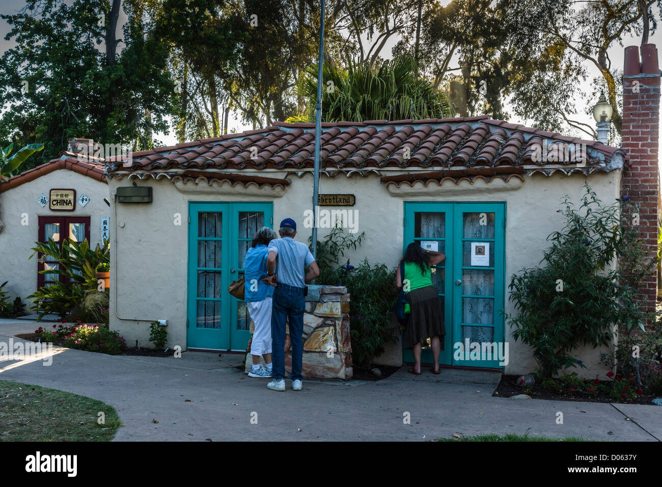 Balboa Park, San Diego, California the Scottish cottage in the United Nations village Stock