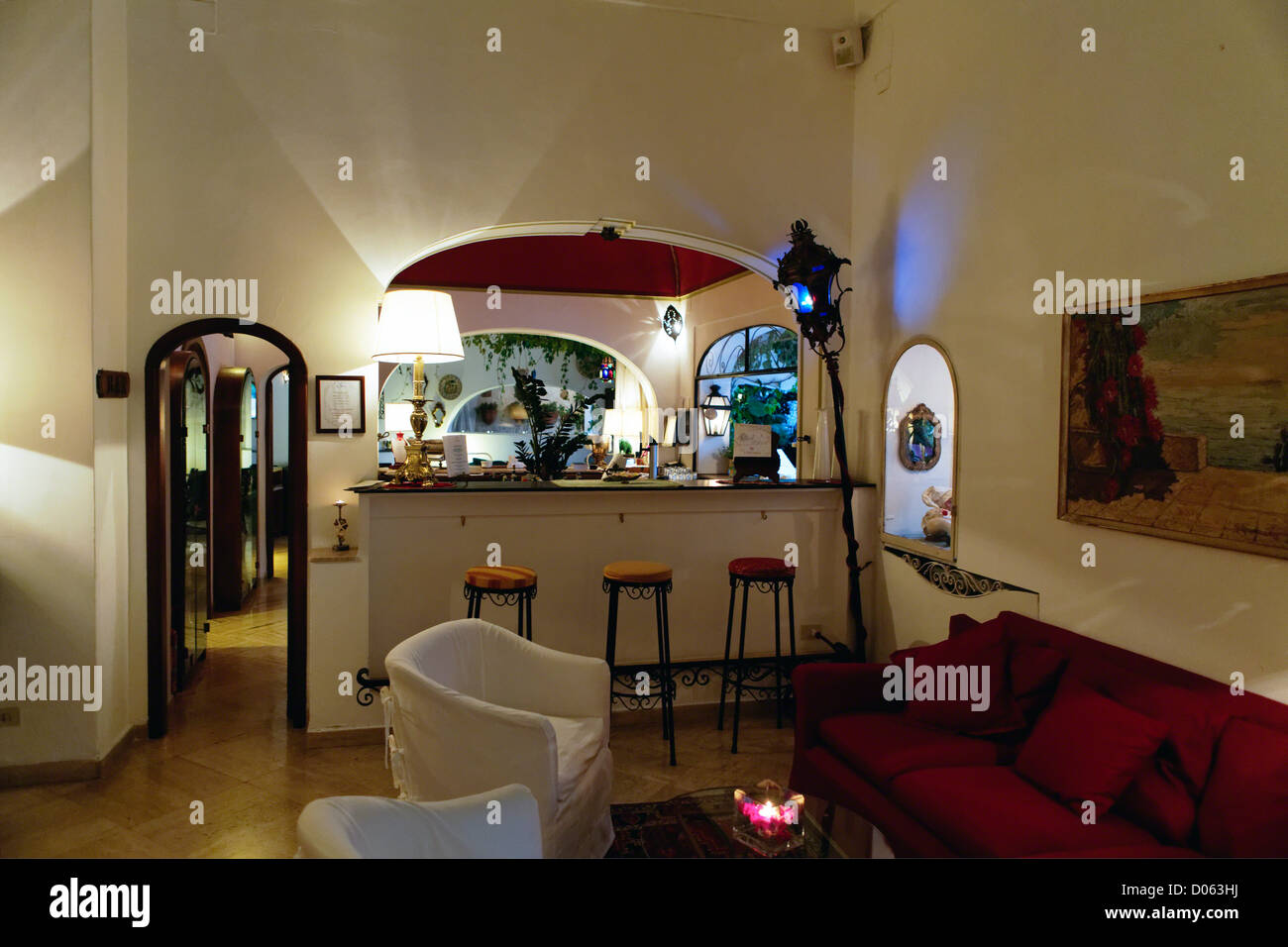Lobby Bar in Hotel Poseidon, Positano, Campania, Italy Stock Photo