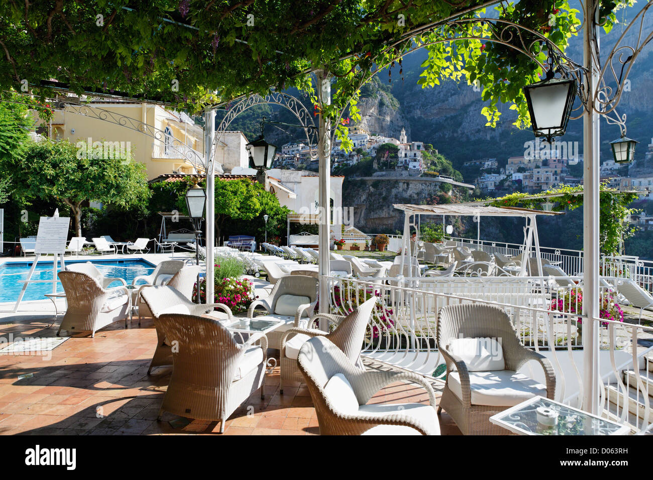 Terrace with a Pool, Hotel Poseidon, Positano, Campania, Italy Stock Photo