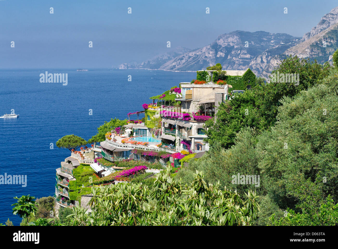 High Angle View of a Luxury Hotel IL San Pietro, Positano, Campania, Italy Stock Photo