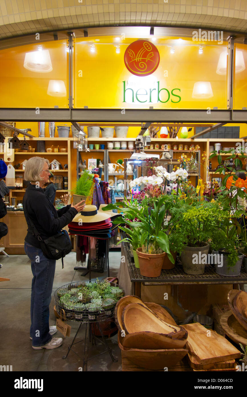 Flowers and herbs for sale. San Francisco Ferry Terminal Building Stock