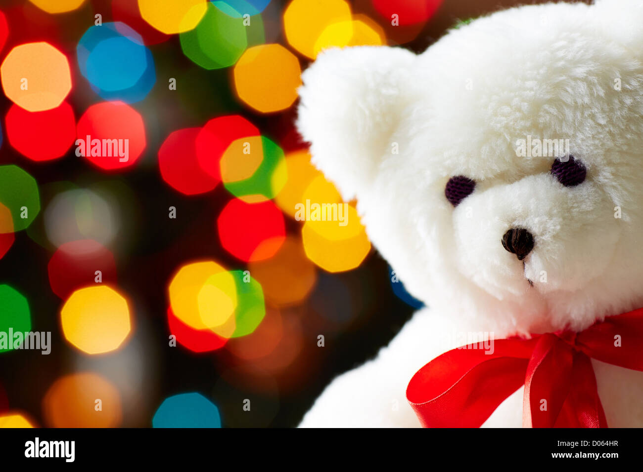 Image Of White Soft Toy Bear On Sparkling Background Stock Photo Alamy