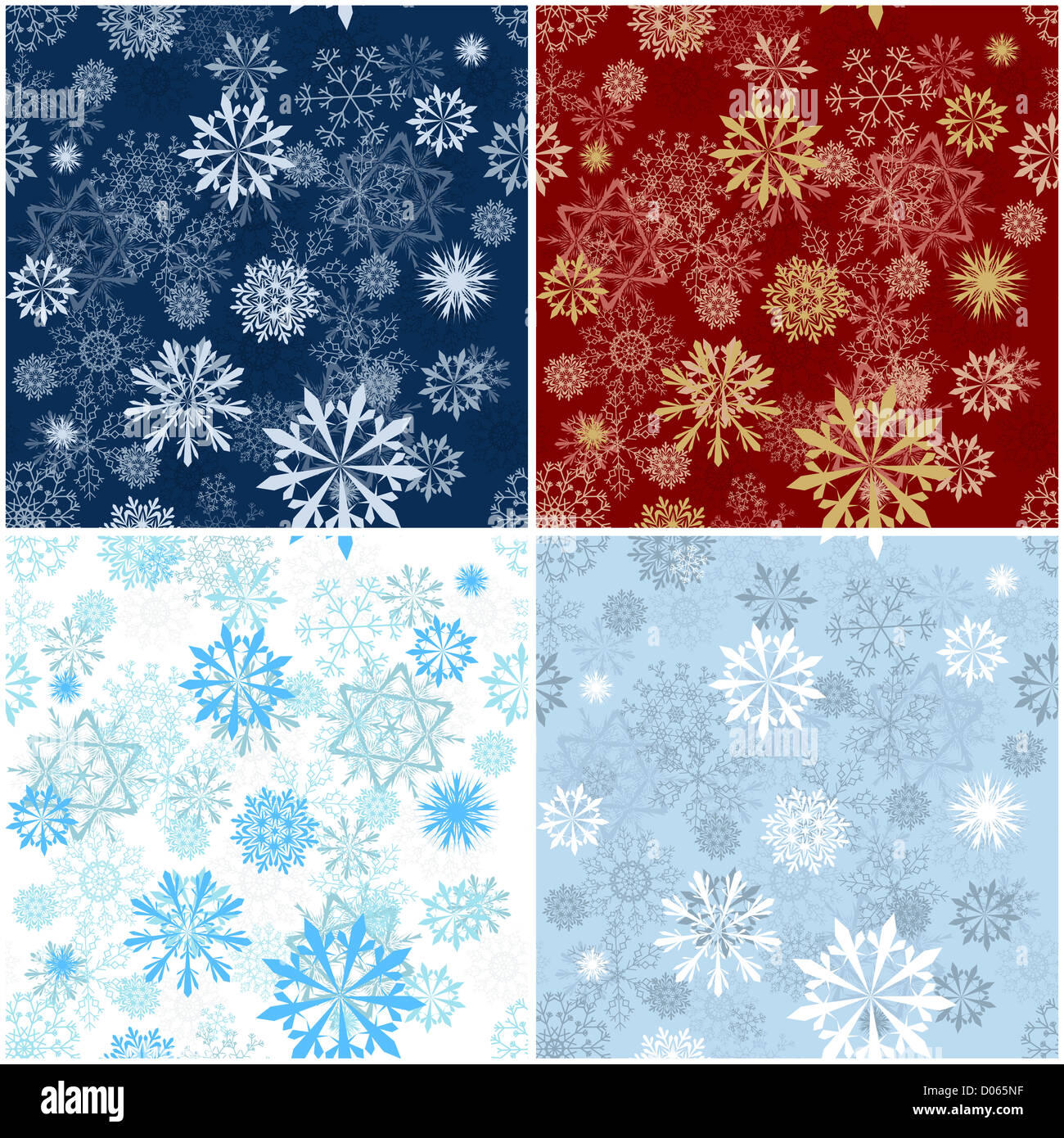 Set of seamless snowflake patterns in different color. Fully editable ...