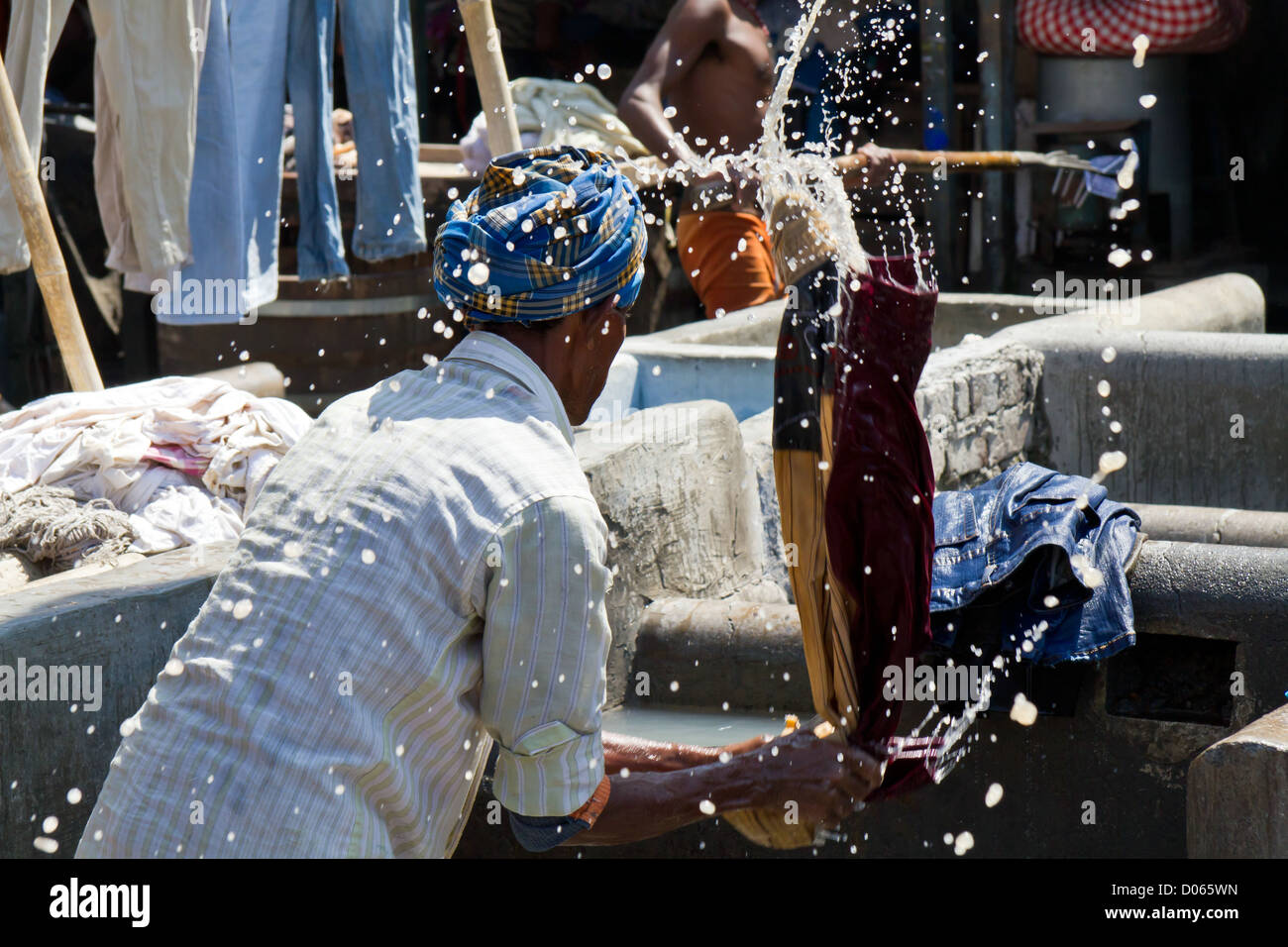 Launderer at Work in the open air Laundry of Dhobi Ghat in Mumbai ...