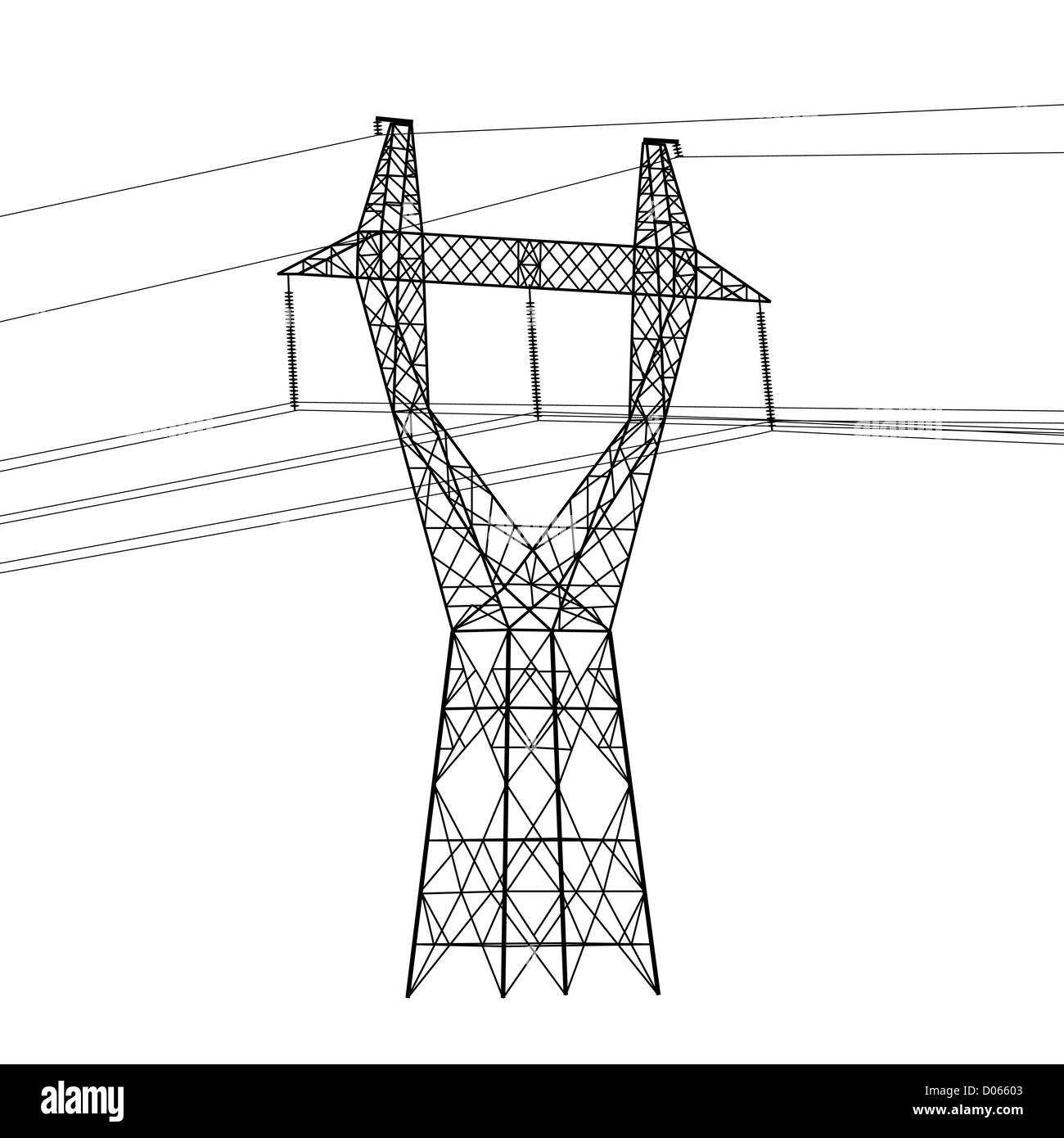 Silhouette of high voltage power lines Stock Photo Alamy