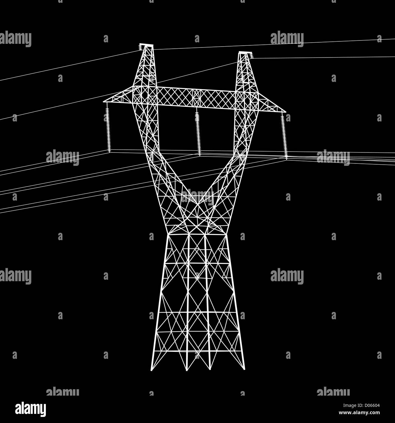 Silhouette of high voltage power lines Stock Photo - Alamy
