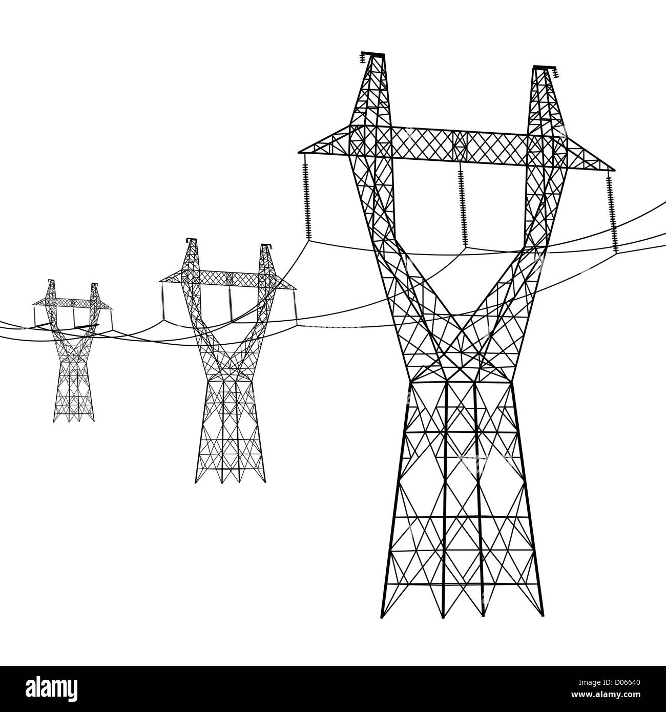 Silhouette of high voltage power lines Stock Photo - Alamy