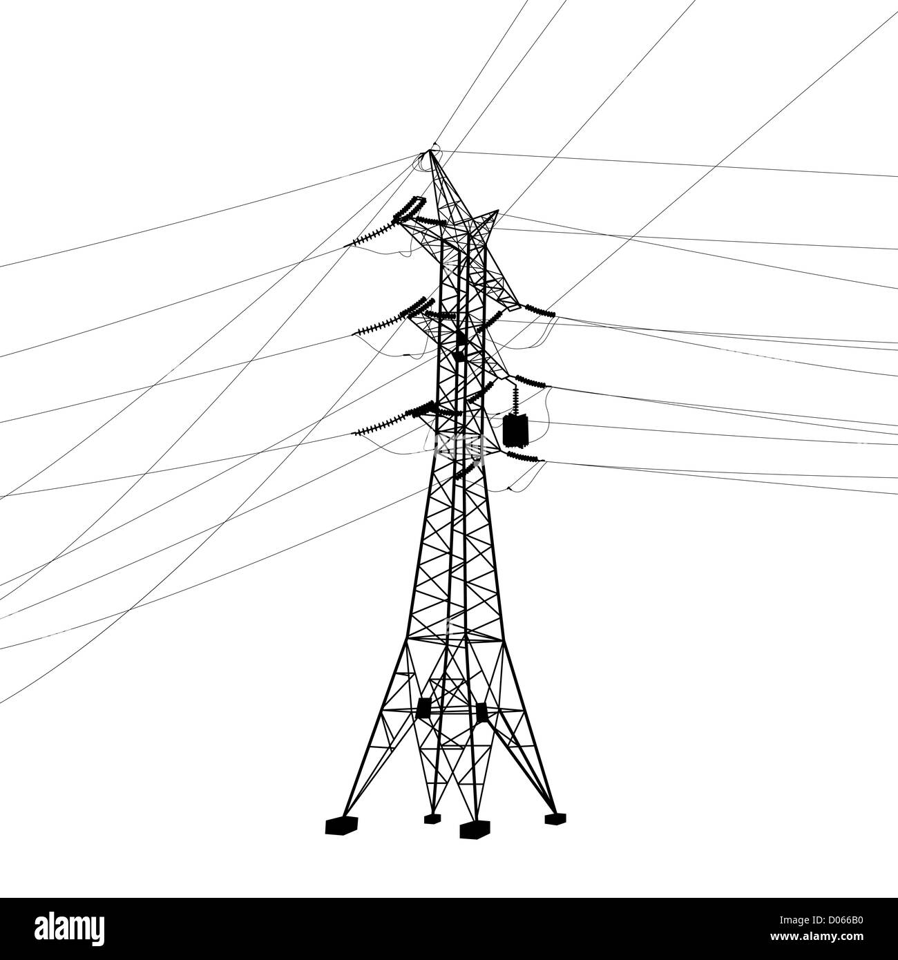 Silhouette of high voltage power lines. illustration Stock Photo Alamy