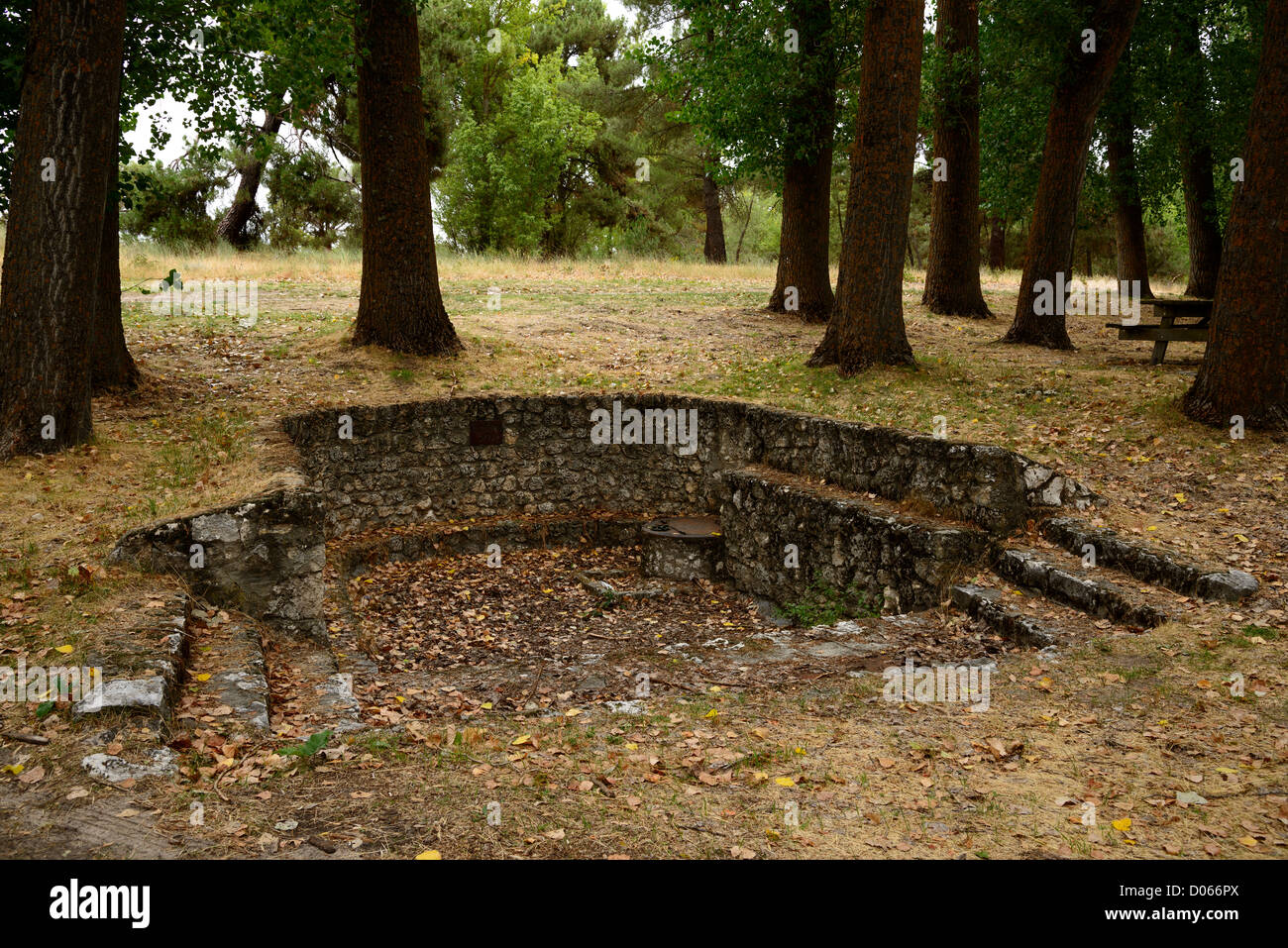 Antique stairs and lavatory area in forest near Lastras de Cuellar (Segovia, Spain) Stock Photo