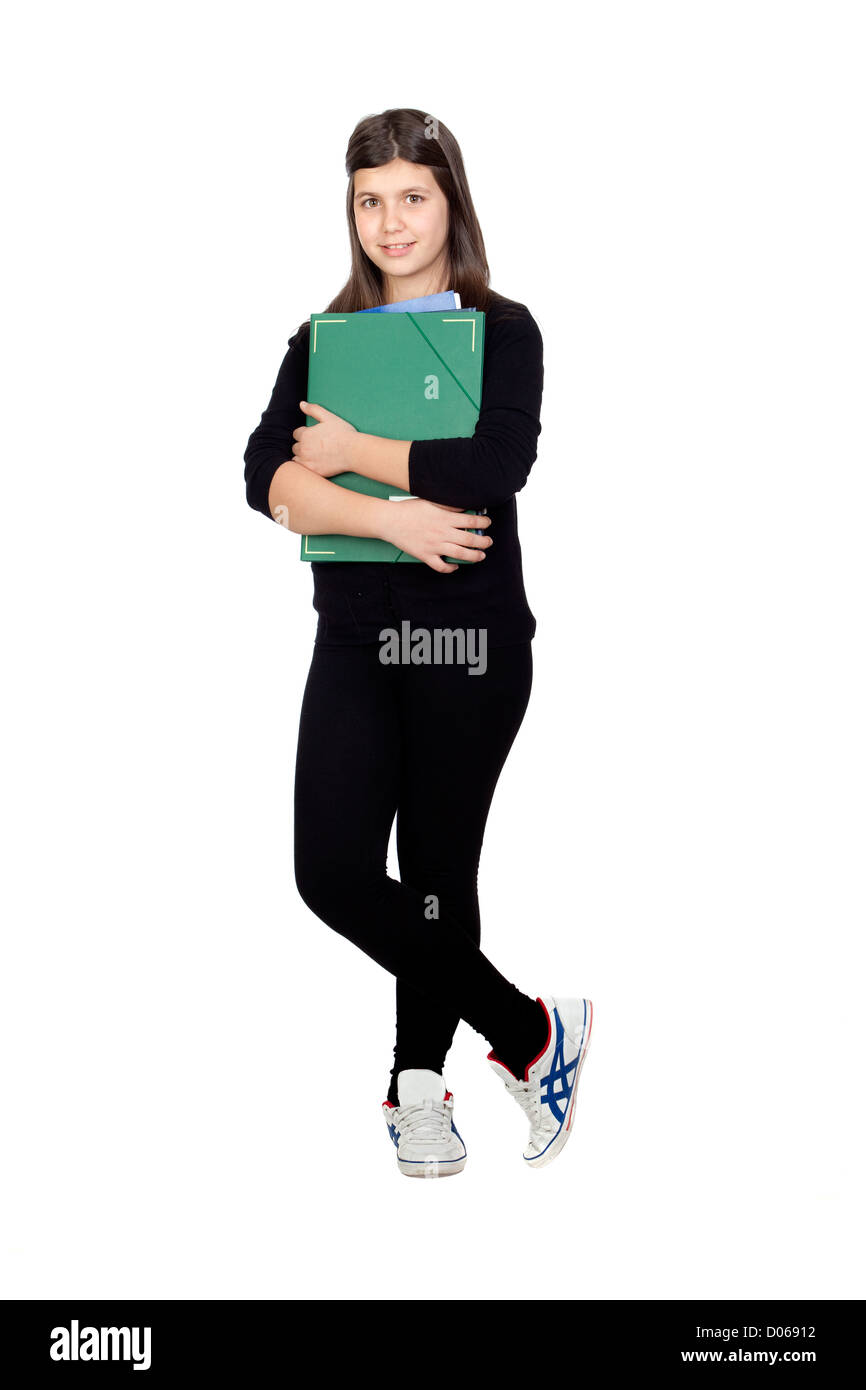 Adorable student girl isolated on white background Stock Photo - Alamy