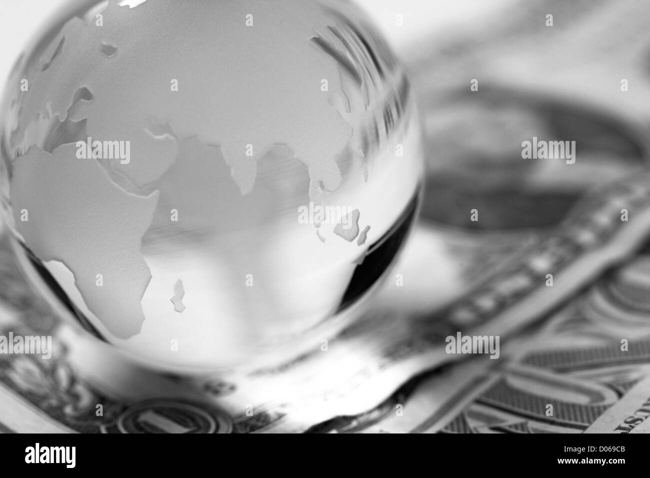 Globe and american dollars. Fine abstract image of financial background Stock Photo