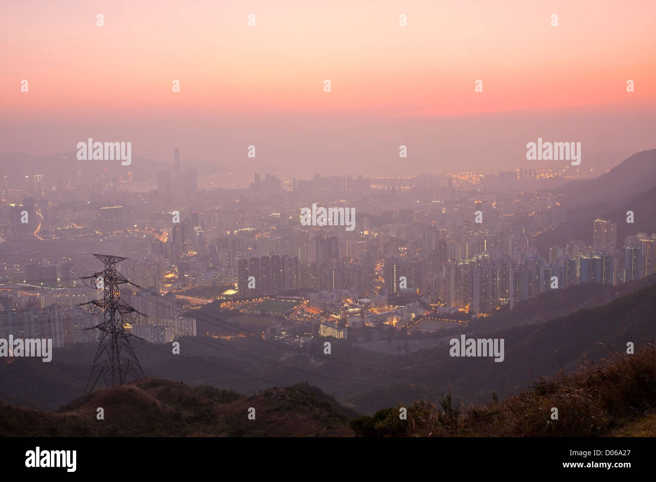 Hong Kong downtown at sunset Stock Photo - Alamy