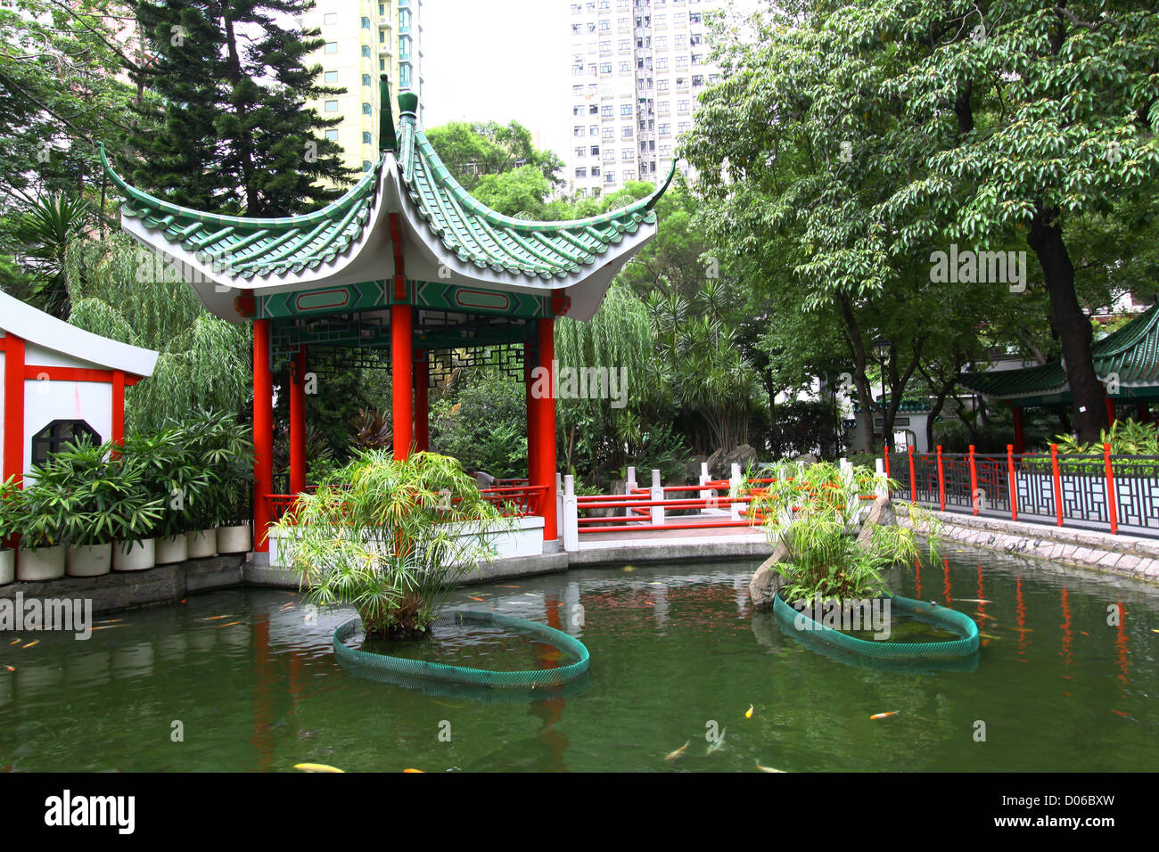 Chinese garden in Hong Kong Stock Photo