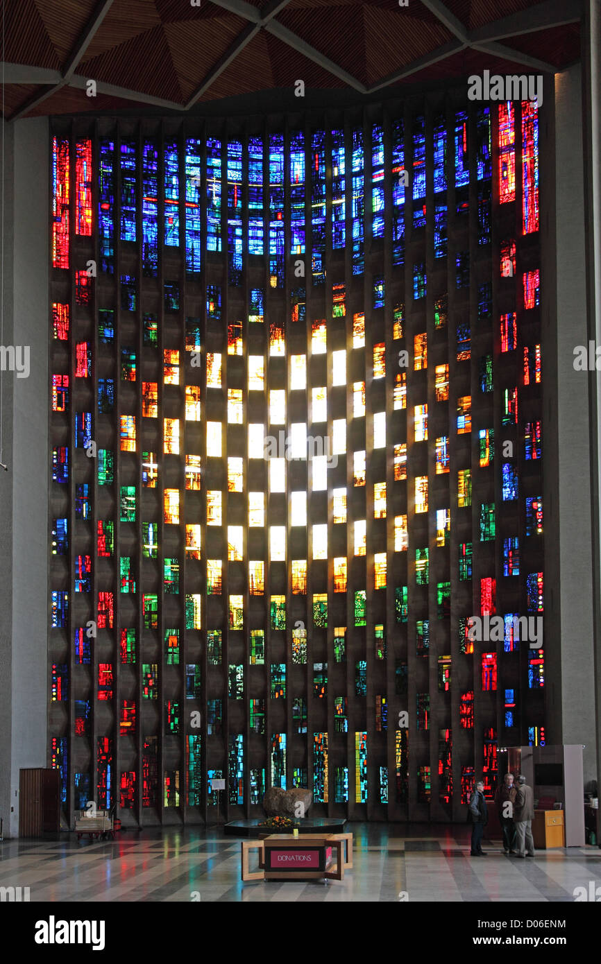 Stained glass window cathedral coventry High Resolution Stock
