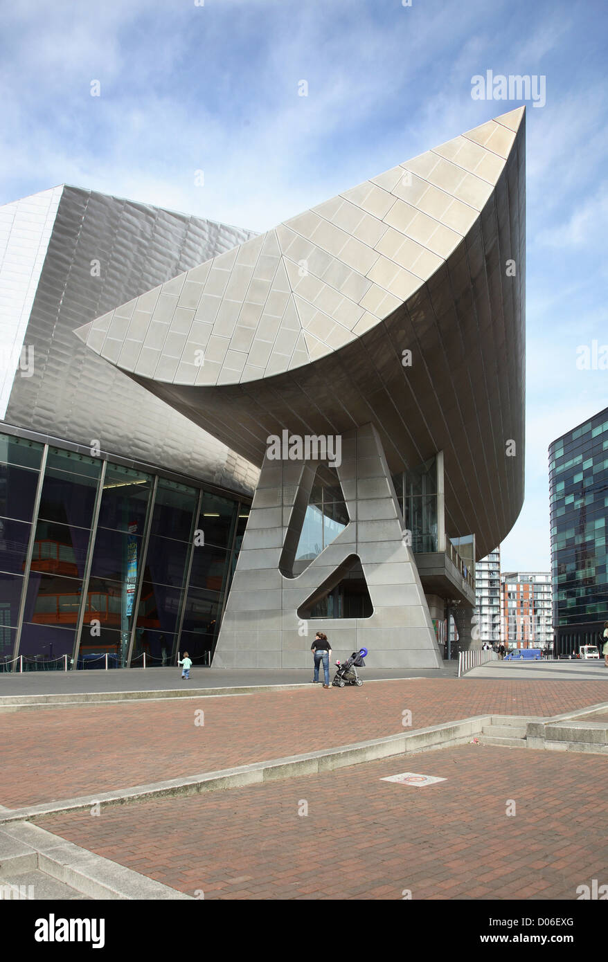 The Lowry Centre, Salford Quays, Manchester, UK. Arts centre designed by James Stirling and Michael Wilford opened in April 2000 Stock Photo