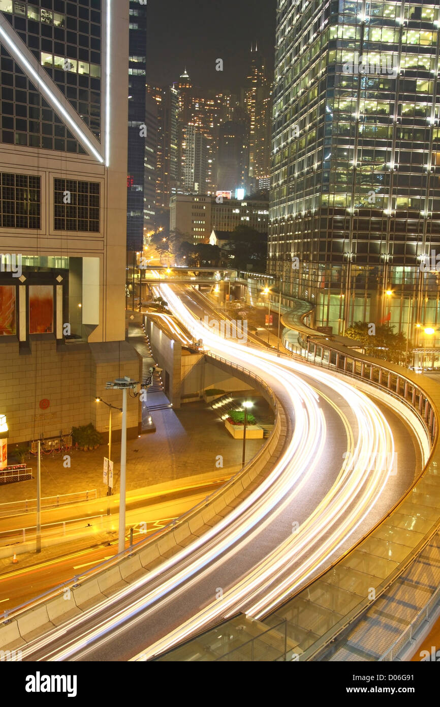 Traffic through downtown of Hong Kong at night Stock Photo - Alamy
