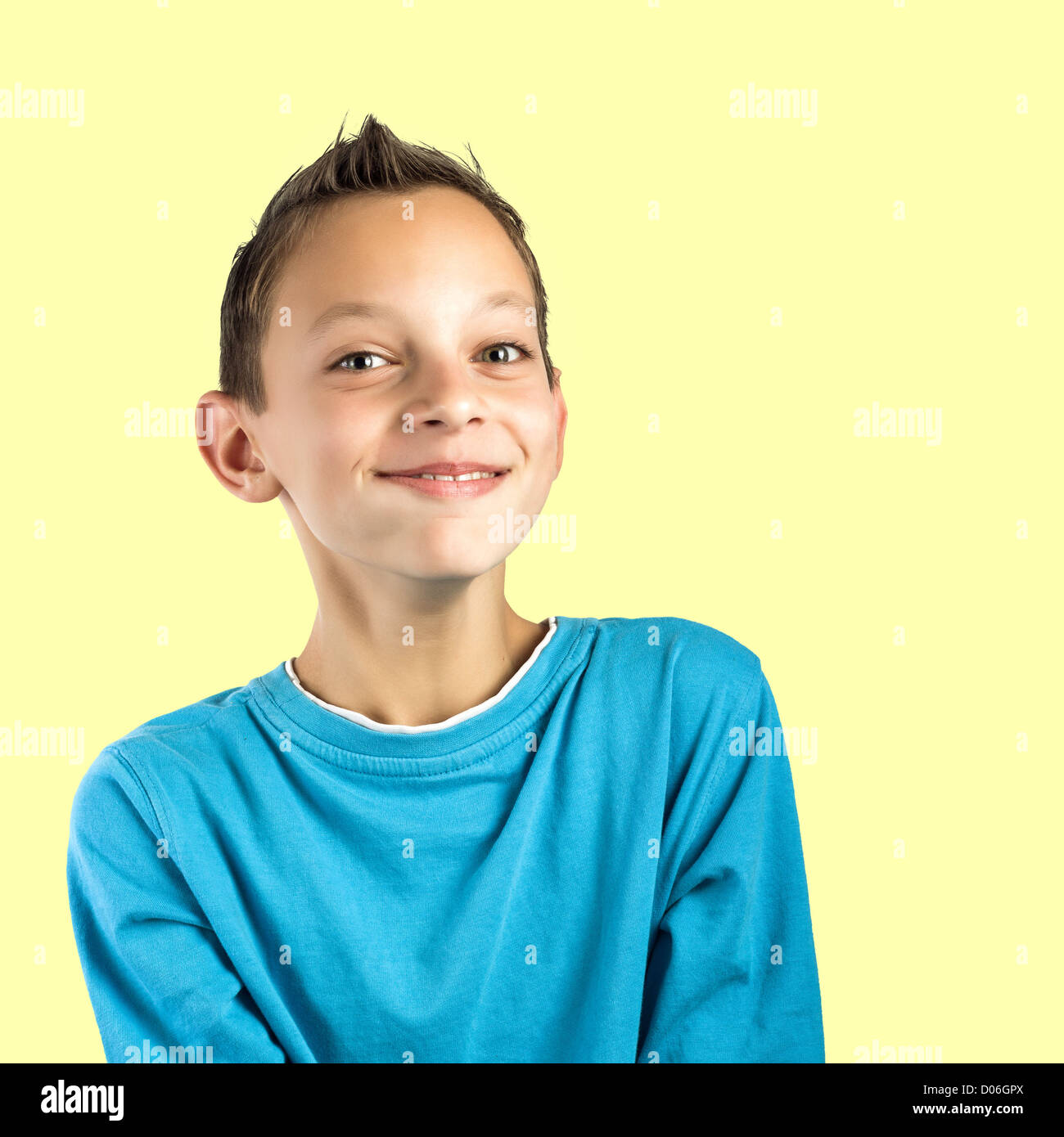 young boy making goofy face Stock Photo