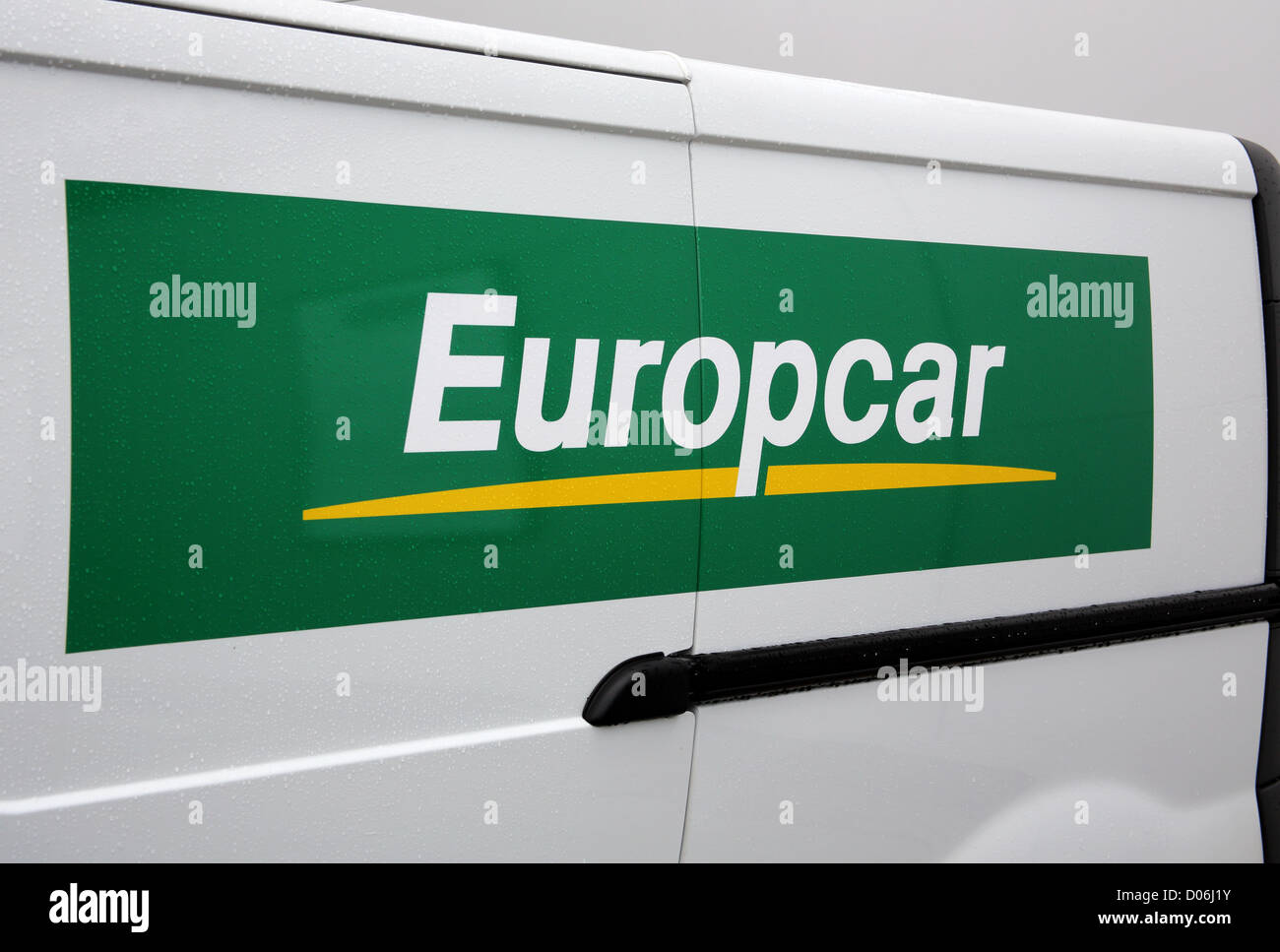 europcar sign and logo on the side of a van Stock Photo