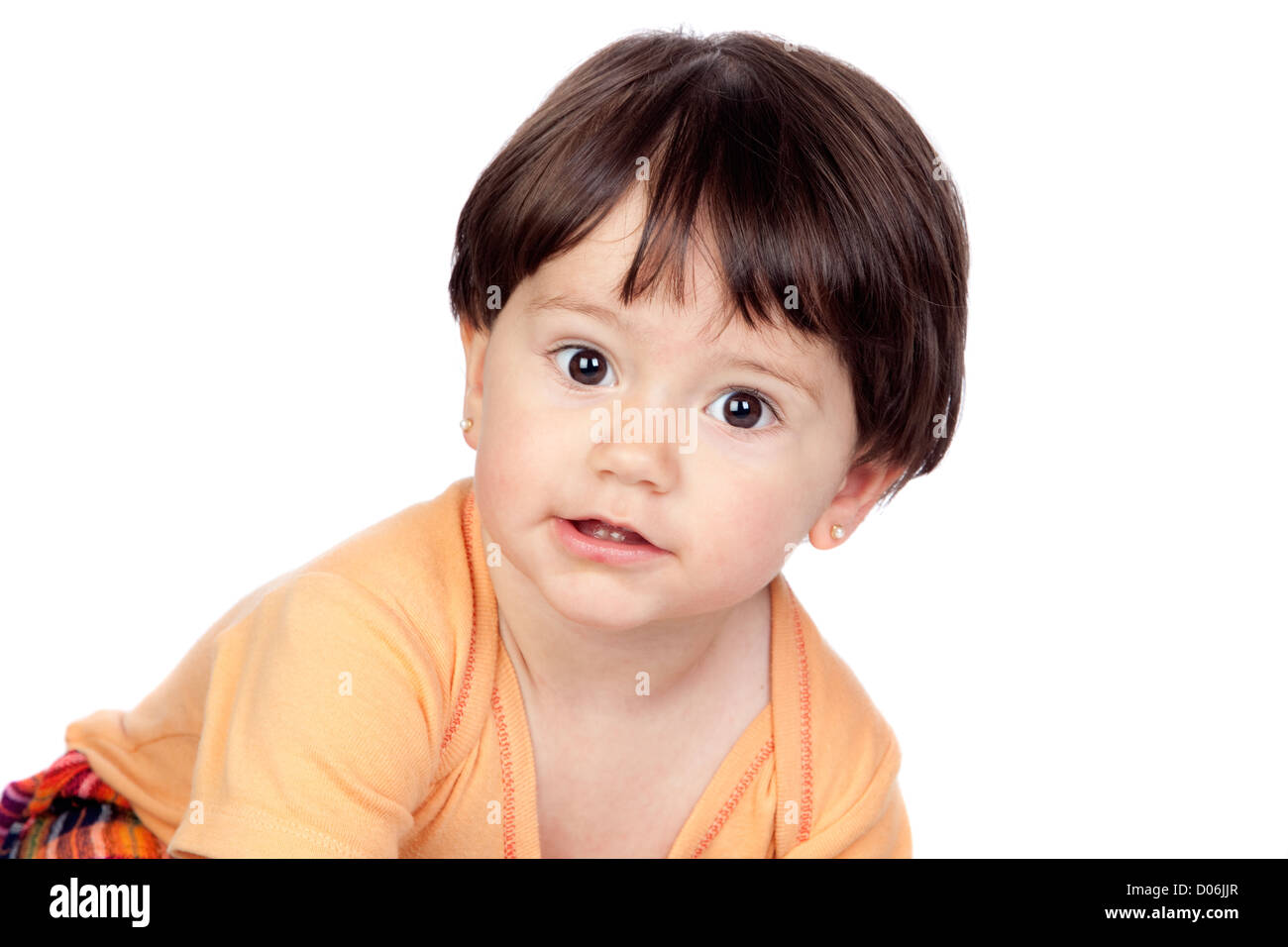 Adorable baby girl isolated on a over white background Stock Photo - Alamy
