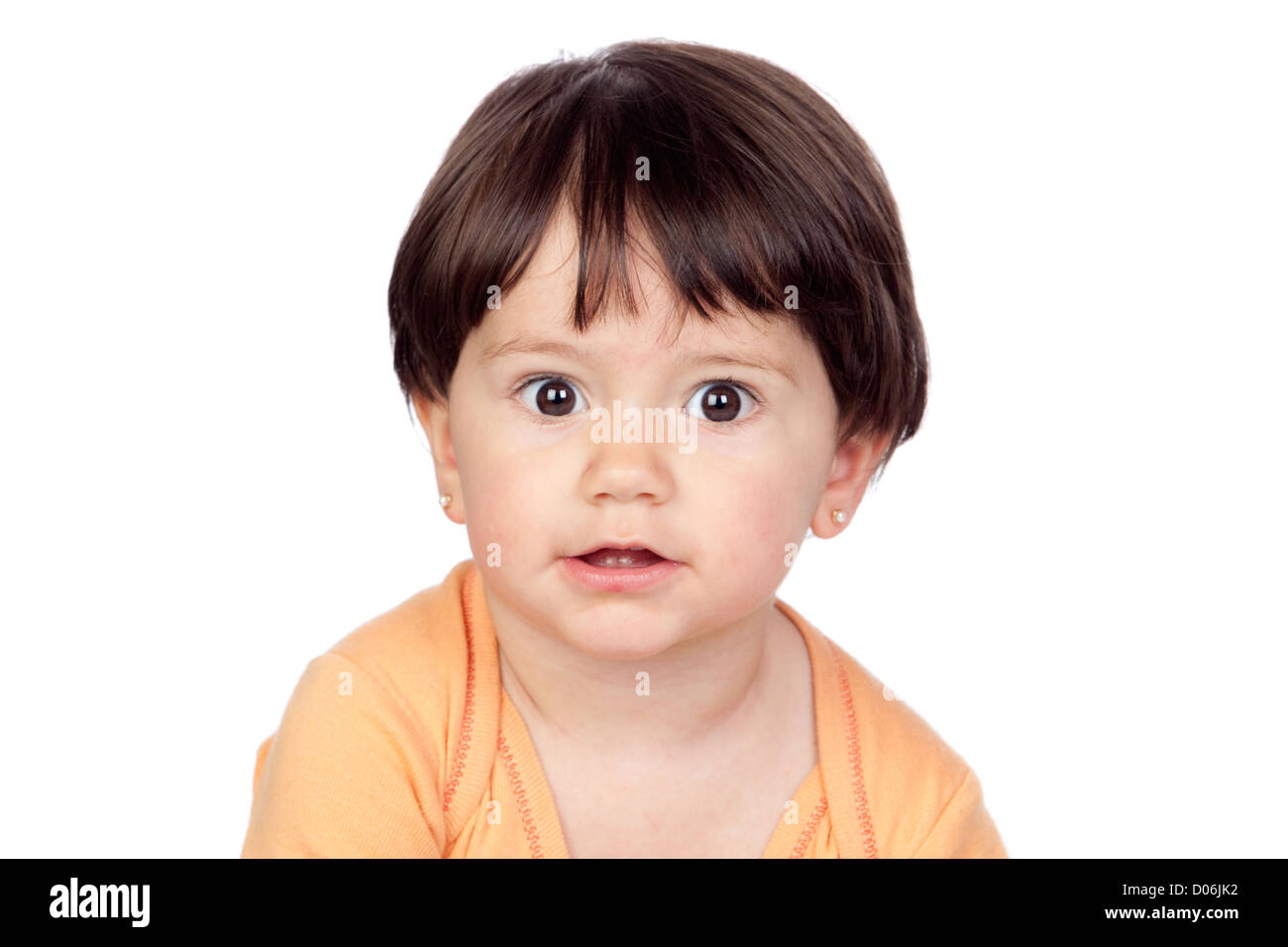 Adorable baby girl isolated on a over white background Stock Photo - Alamy