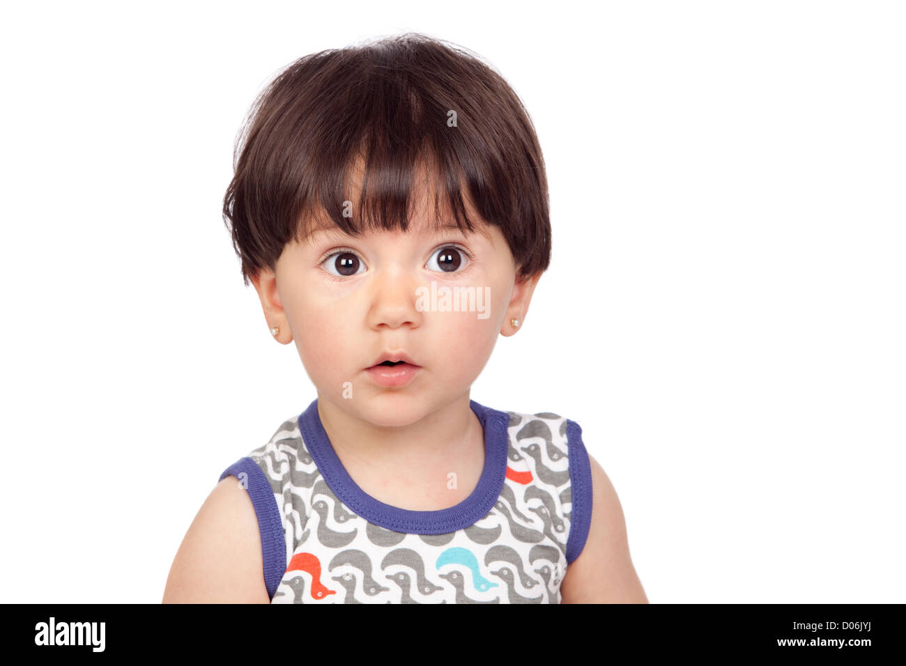 Adorable baby girl isolated on a over white background Stock Photo - Alamy