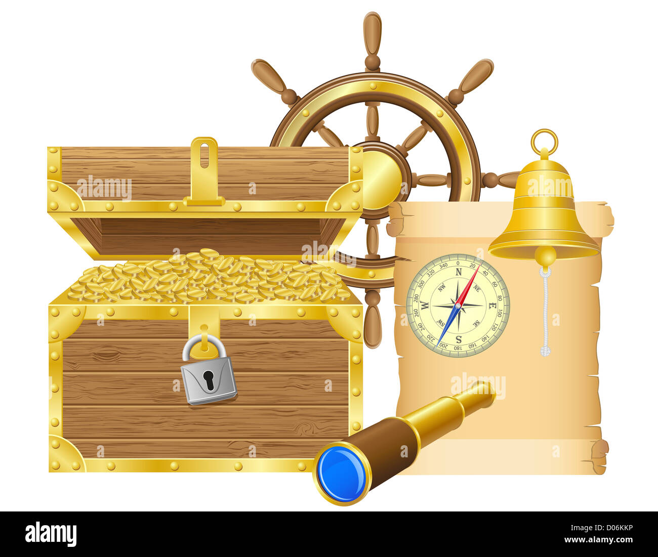 antique treasure chest illustration isolated on white background Stock ...