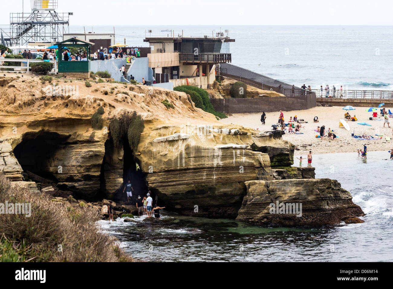 La Jolla, San Diego - caves at La Jolla Cove seen from Coast Boulevard. Stock Photo