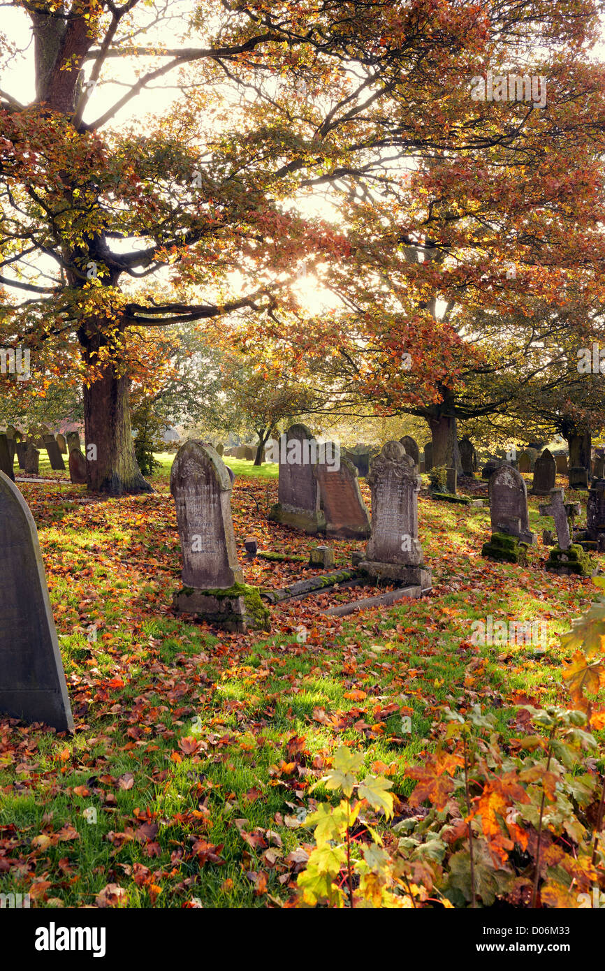 Autumn in an English churchyard Stock Photo