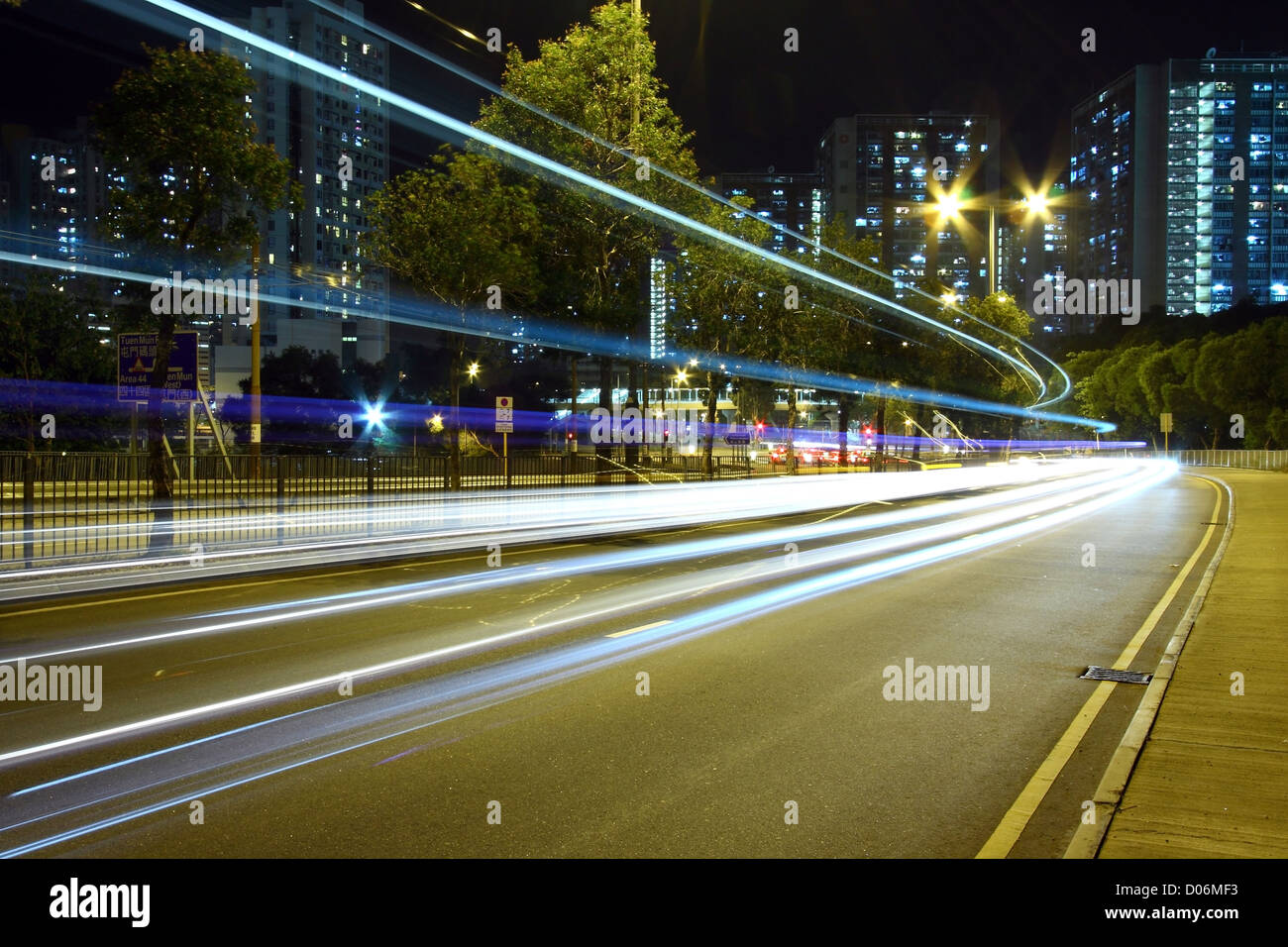 Traffic through downtown of Hong Kong at night Stock Photo - Alamy