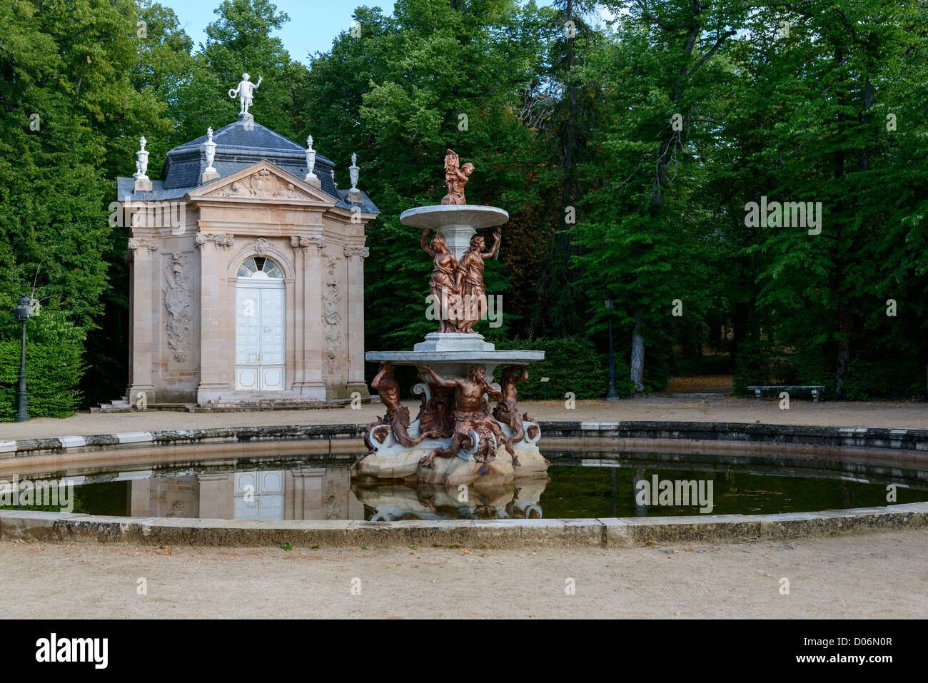 La Granja (Segovia). Fountain with sculpture Stock Photo
