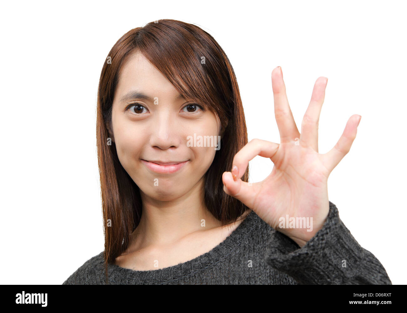 woman show ok sign Stock Photo - Alamy